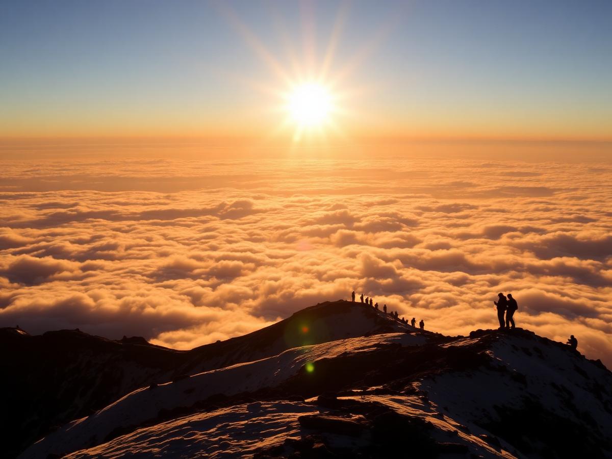 Sunrise above the clouds on Mount Kilimanjaro